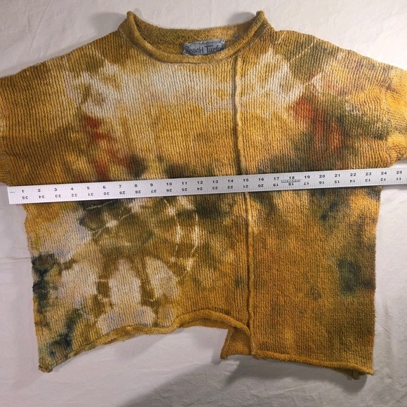 Rough And Tumble Women's Tie Dye Asymmetrical Cropped Sweater Boho Relaxed Fit - Picture 8 of 11